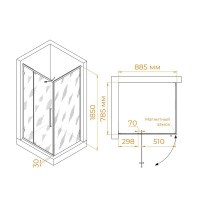 Душевой уголок RGW Classic CL-46-B 90х80x185, профиль матовый черный, стекло прозрачное