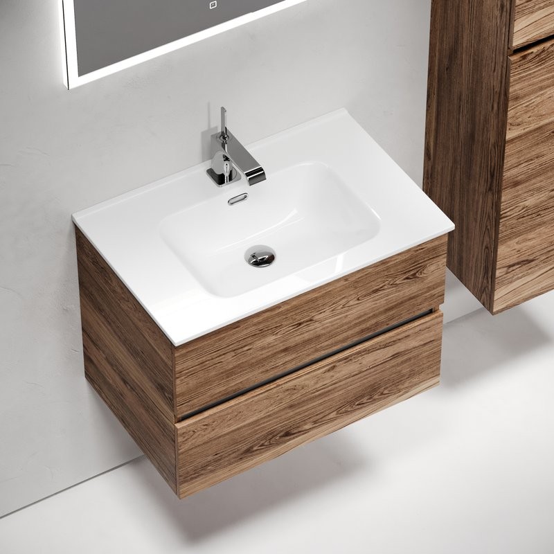 Тумба с раковиной Sancos Urban 70 дуб чарльстон, белая раковина CN7007