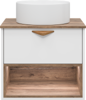 Тумба под раковину Brevita Bergen 60 подвесная, с подсветкой, дуб галифакс олово, белый