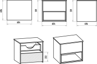 Тумба под раковину Brevita Bergen 60 подвесная, с подсветкой, дуб галифакс олово, белый