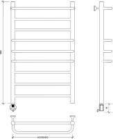 Полотенцесушитель электрический Secado Модена 2 105x55 см, подключение слева, матовый черный, лесенка