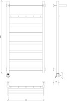 Полотенцесушитель электрический Secado Комано 1 КСП , 105x55 см, подключение слева, матовый черный, лесенка, с полкой