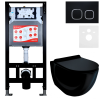 Комплект Унитаз подвесной Esbano Garcia ESUPGARCB черный глянец + Инсталляция Fram + Кнопка ESINLPS10MB