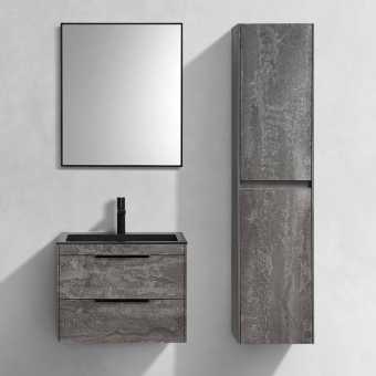 Мебель для ванной Vincea Chiara 2D 60, 2 ящика, камень, с черной раковиной