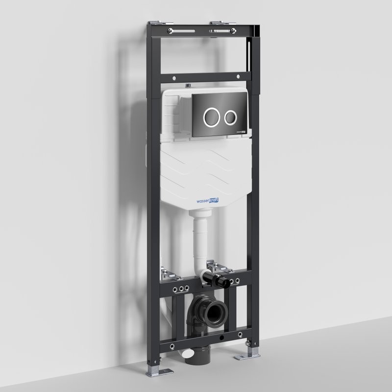 Система инсталляции для унитазов Wasserkraft Alme 15TLT.010.ME.PB01 с кнопкой смыва черной
