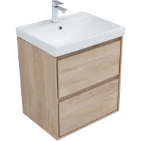 Тумба с раковиной Aquanet Милан 60 подвесная, дуб светлый