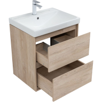 Тумба с раковиной Aquanet Милан 60 подвесная, дуб светлый