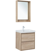 Тумба с раковиной Aquanet Милан 60 подвесная, дуб светлый