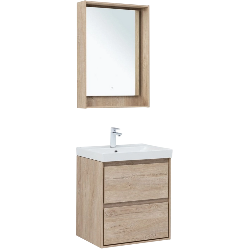 Тумба с раковиной Aquanet Милан 60 подвесная, дуб светлый