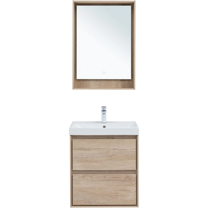 Тумба с раковиной Aquanet Милан 60 подвесная, дуб светлый