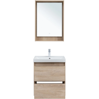 Тумба с раковиной Aquanet Милан 60 подвесная, дуб светлый