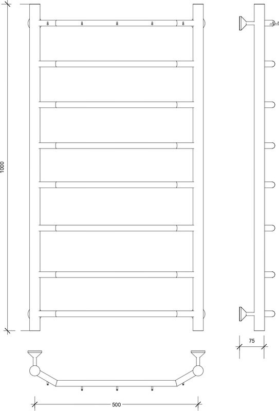 Полотенцесушитель водяной Secado Агата 1 K 100x55 см, матовый черный, лесенка