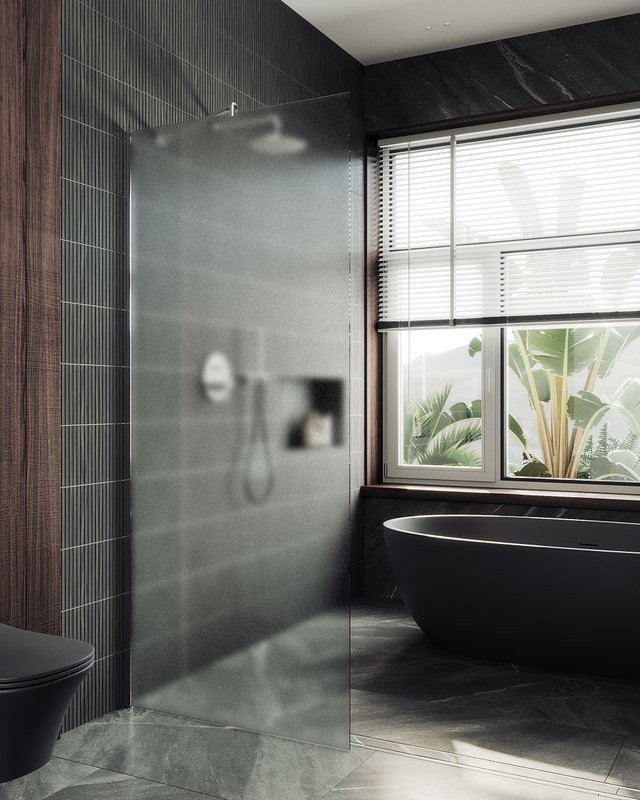 Душевая перегородка Maybahglass MGD-1357-5ш 99 см, профиль хром матовый, стекло сатин