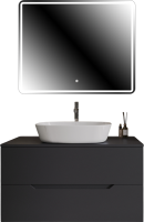 Мебель для ванной комнаты Orange Line 100 подвесная, 2 ящика, матовый графит с раковиной B08-500W