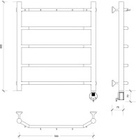 Полотенцесушитель электрический Secado Агата 1 К 60x50 см, подключение справа, матовый черный, лесенка