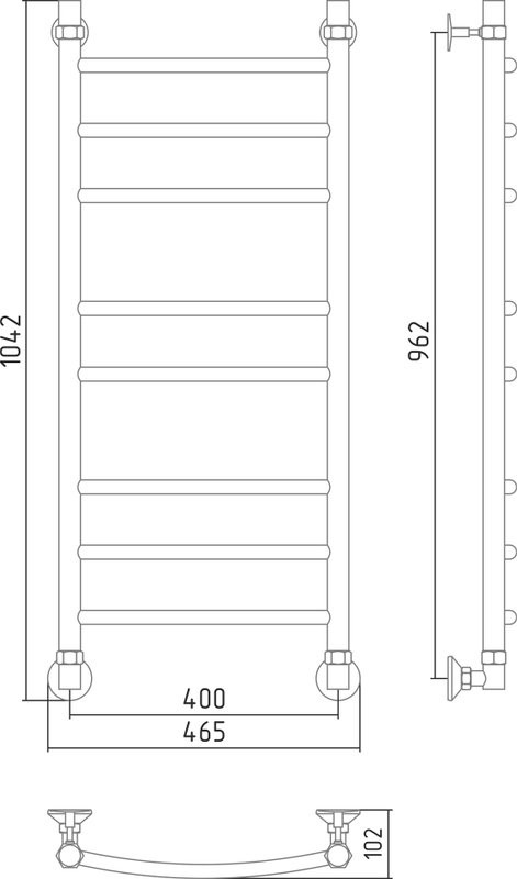 Полотенцесушитель водяной Стилье Аксиома-20 00662-1040 105x45 см, глянцевый хром, лесенка