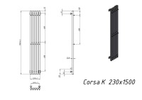 Полотенцесушитель электрический Grota Corsa K N RAL9005 EL 23х150, с крючками, матовый черный