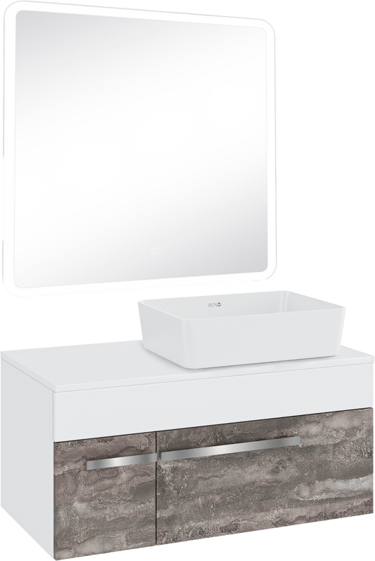 Мебель для ванной комнаты Runo Вудлайн 85 железный камень, раковина Tre 50