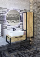 Мебель для ванной комнаты Sanflor Гард 70 подвесная, дуб крафт золотой, черный