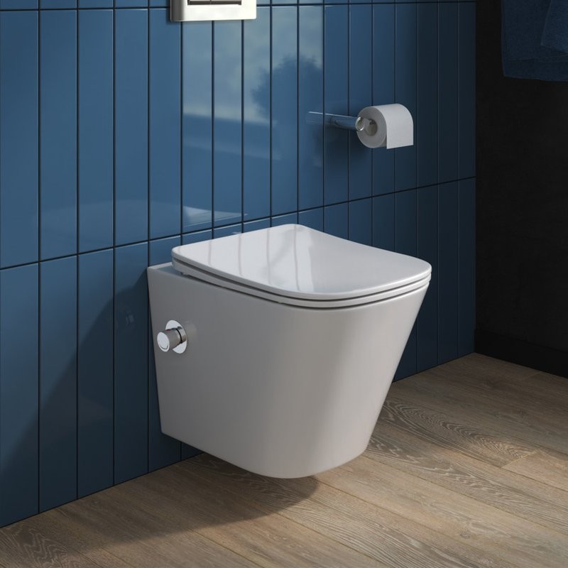 Унитаз подвесной BelBagno Due BB3103CHR-BS/SC с микролифтом, со смесителем и функцией биде
