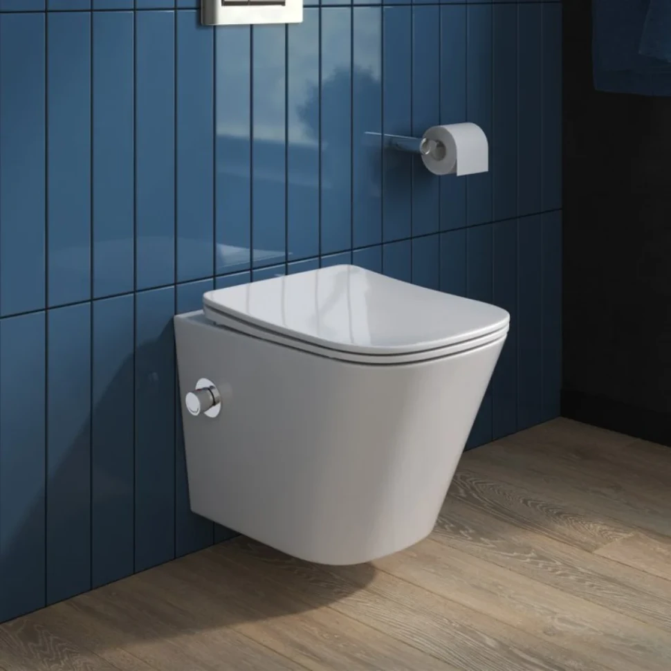 Унитаз подвесной BelBagno Due BB3103CHR-BS/SC с микролифтом, со смесителем и функцией биде