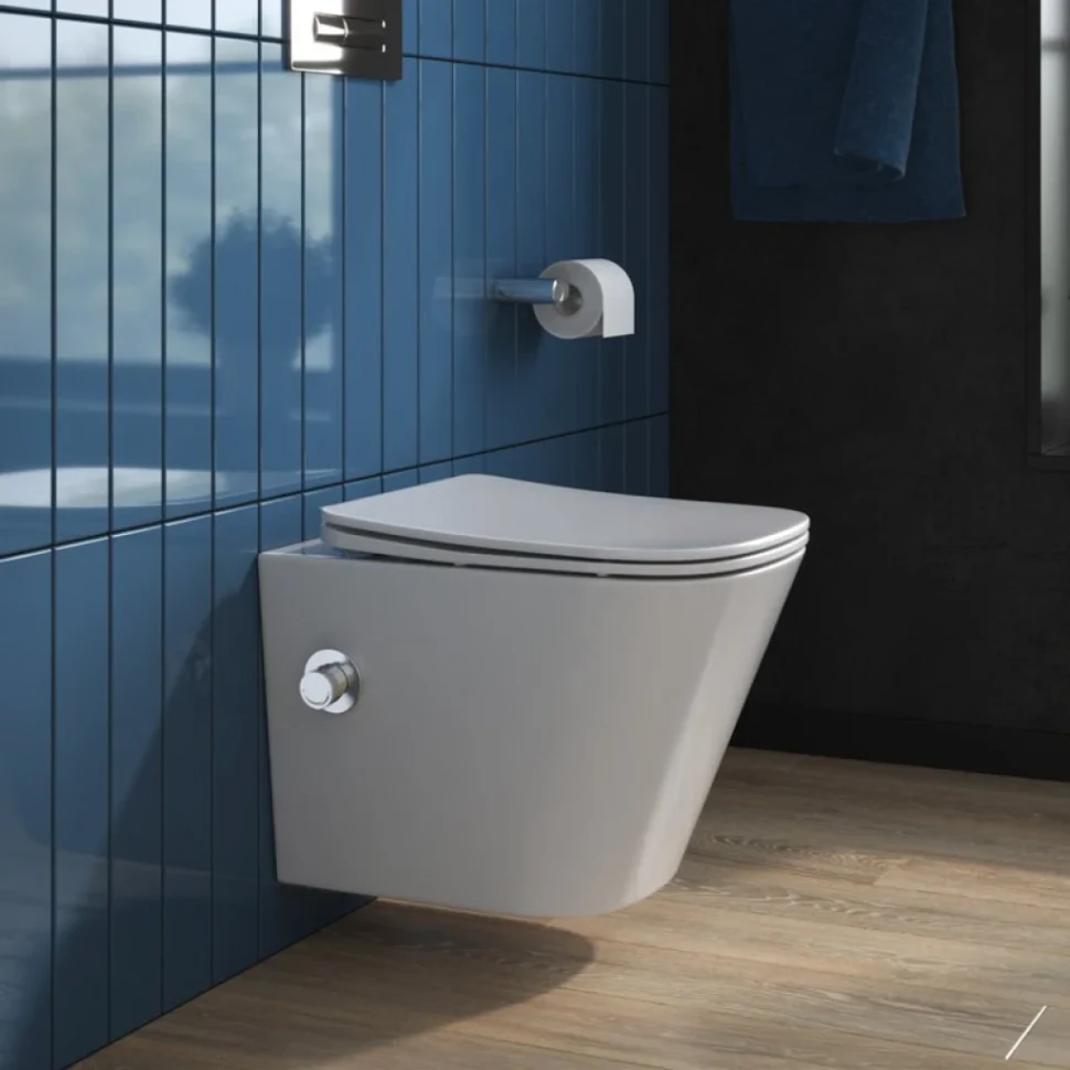 Унитаз подвесной BelBagno Due BB3103CHR-BS/SC с микролифтом, со смесителем и функцией биде