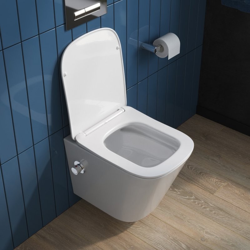 Унитаз подвесной BelBagno Due BB3103CHR-BS/SC с микролифтом, со смесителем и функцией биде