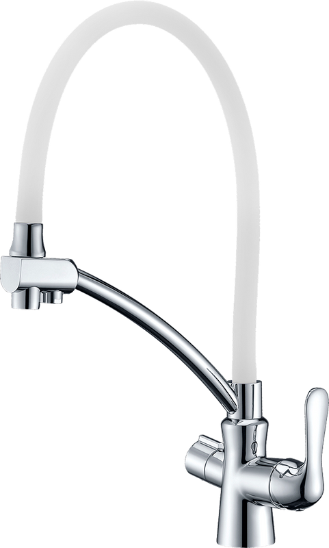 Смеситель для кухни Lemark Comfort LM3070C-White с гибким изливом, хром, белый