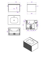 Мебель для ванной комнаты La Fenice Terra 60 серая, черная столешница, матовая раковина
