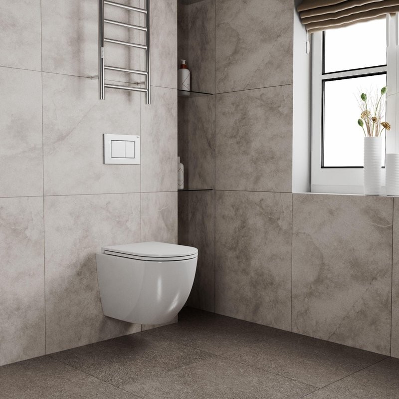 Унитаз подвесной Bauedge Bau Dream Hurricane-2 безободковый, с микролифтом, белый