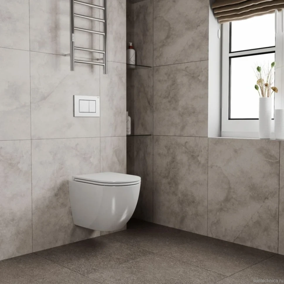 Унитаз подвесной Bauedge Bau Dream Hurricane-2 безободковый, с микролифтом, белый