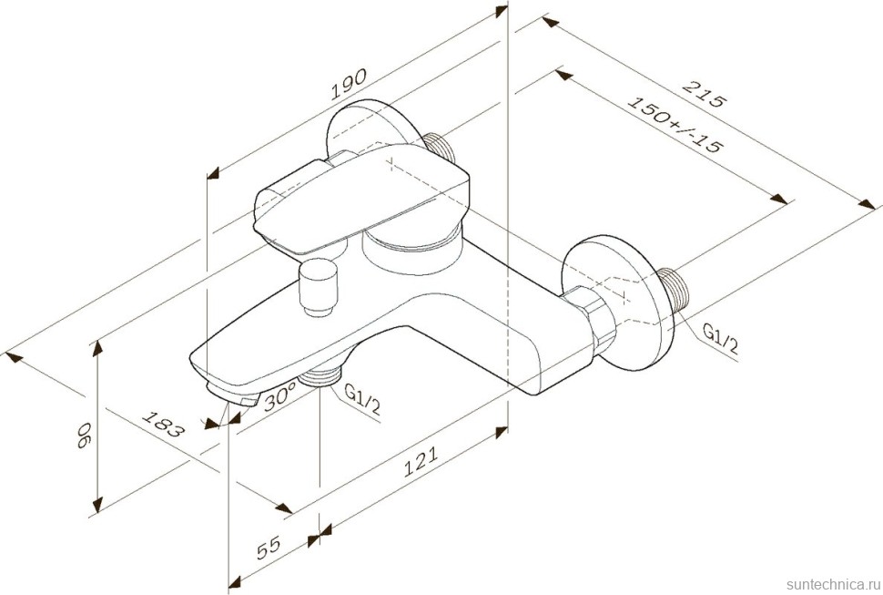 Смеситель для ванны с душем AM.PM Tender F45A10022