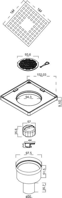 Душевой трап Berges Trend 091004, 15x15 см