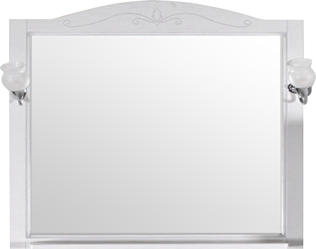 Зеркало ASB-Woodline Салерно 105 белое, патина серебро, с полкой и подсветкой