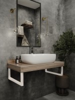 Столешница с раковиной Teymi Helmi 90 дуб кашмир, раковина Solli 61,  с белыми кронштейнами