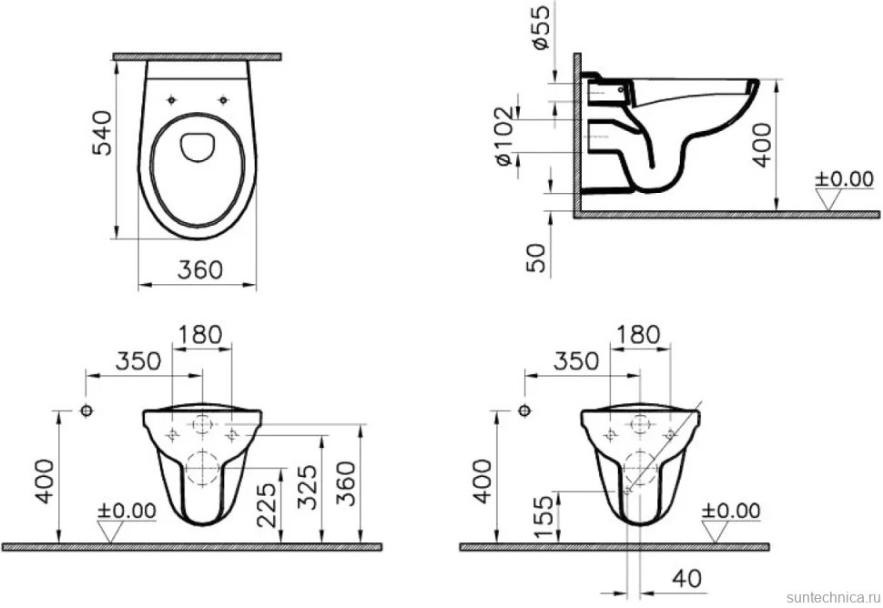 Унитаз подвесной VitrA Normus 6855B003-0101 крышка-сиденье S20 84-003-019