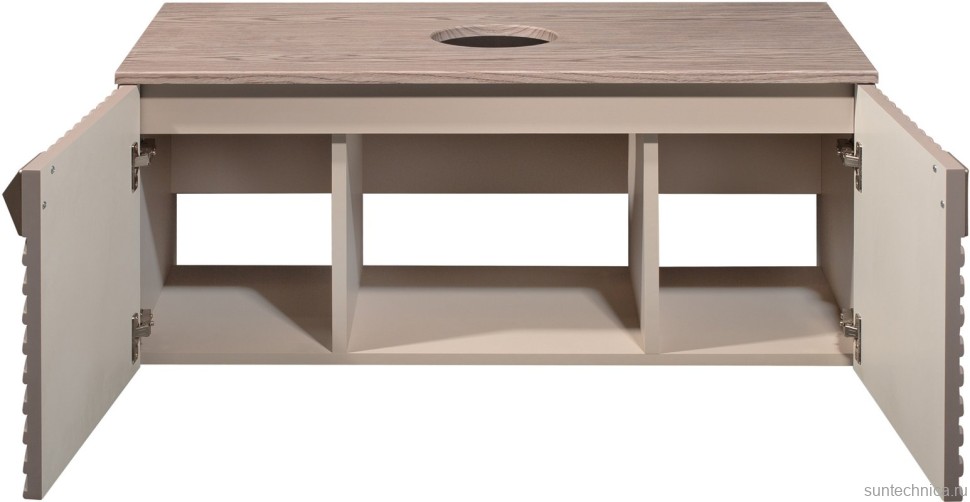 Тумба с раковиной Runo Андорра 85 кашемир серый, дуб какао, раковина Tre 50