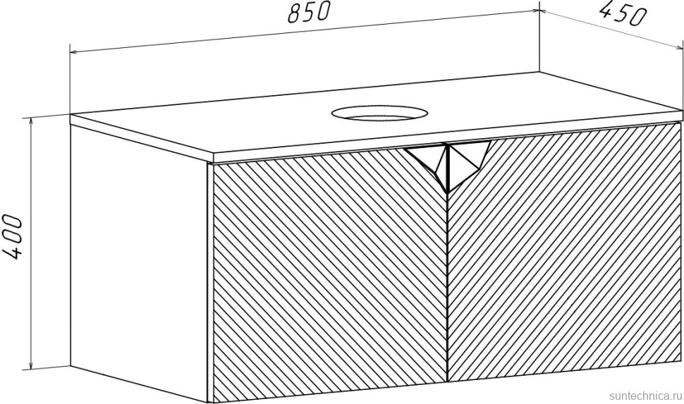 Тумба с раковиной Runo Андорра 85 кашемир серый, дуб какао, раковина Tre 50