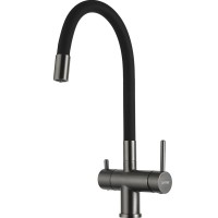 Смеситель для кухни Gappo G4398-39 с гибким изливом, оружейная сталь