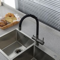 Смеситель для кухни Gappo G4398-39 с гибким изливом, оружейная сталь