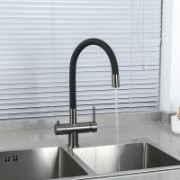 Смеситель для кухни Gappo G4398-39 с гибким изливом, оружейная сталь