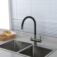 Смеситель для кухни Gappo G4398-39 с гибким изливом, оружейная сталь