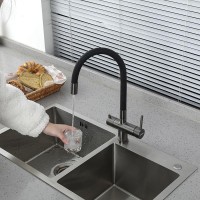 Смеситель для кухни Gappo G4398-39 с гибким изливом, оружейная сталь