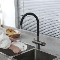 Смеситель для кухни Gappo G4398-39 с гибким изливом, оружейная сталь
