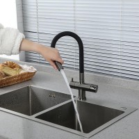 Смеситель для кухни Gappo G4398-39 с гибким изливом, оружейная сталь