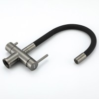 Смеситель для кухни Gappo G4398-39 с гибким изливом, оружейная сталь