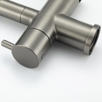 Смеситель для кухни Gappo G4398-39 с гибким изливом, оружейная сталь