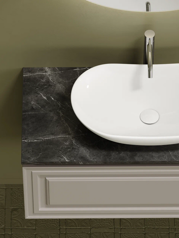 Тумба с раковиной Sancos Very 100 см, doha soft, столешница черный мрамор, раковина CN6015