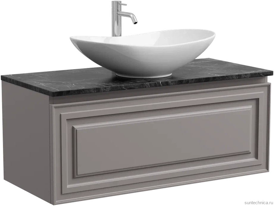 Тумба с раковиной Sancos Very 100 см, doha soft, столешница черный мрамор, раковина CN6015