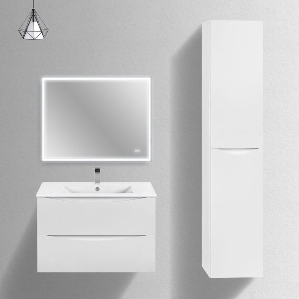 Мебель для ванной комнаты Vincea Mia Slim 80, 2 ящика, белая глянцевая